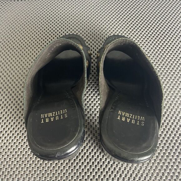 Stuart Weitzman Mules Womens 5.5 Black Leather Platform Heeled Made In Spain - Picture 7 of 15